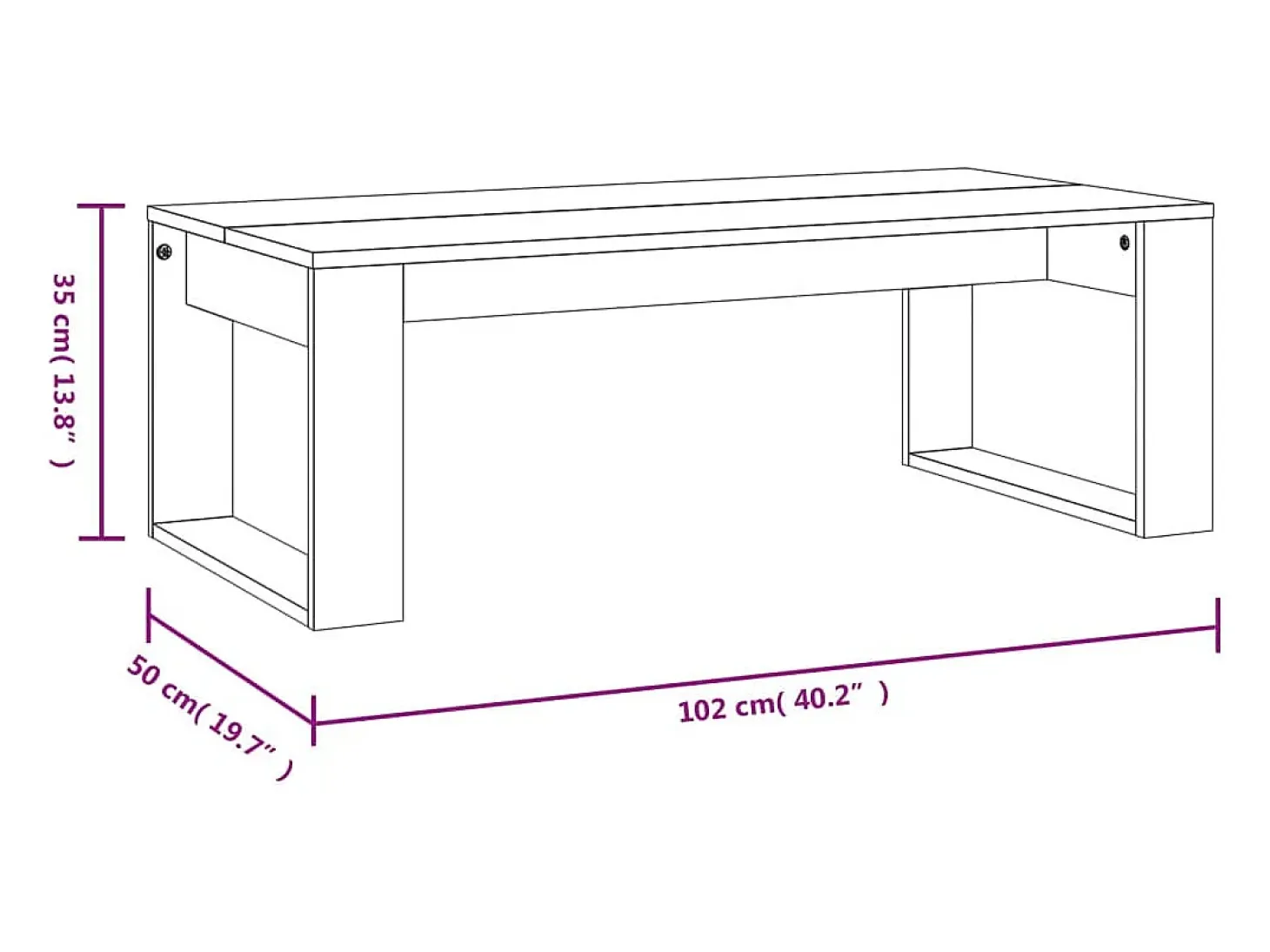 Mesa de centro madera de ingeniería gris Sonoma 102x50x35 cm