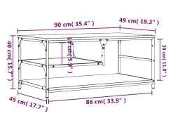 Mesa de centro madera de ingeniería roble Sonoma 90x49x40 cm
