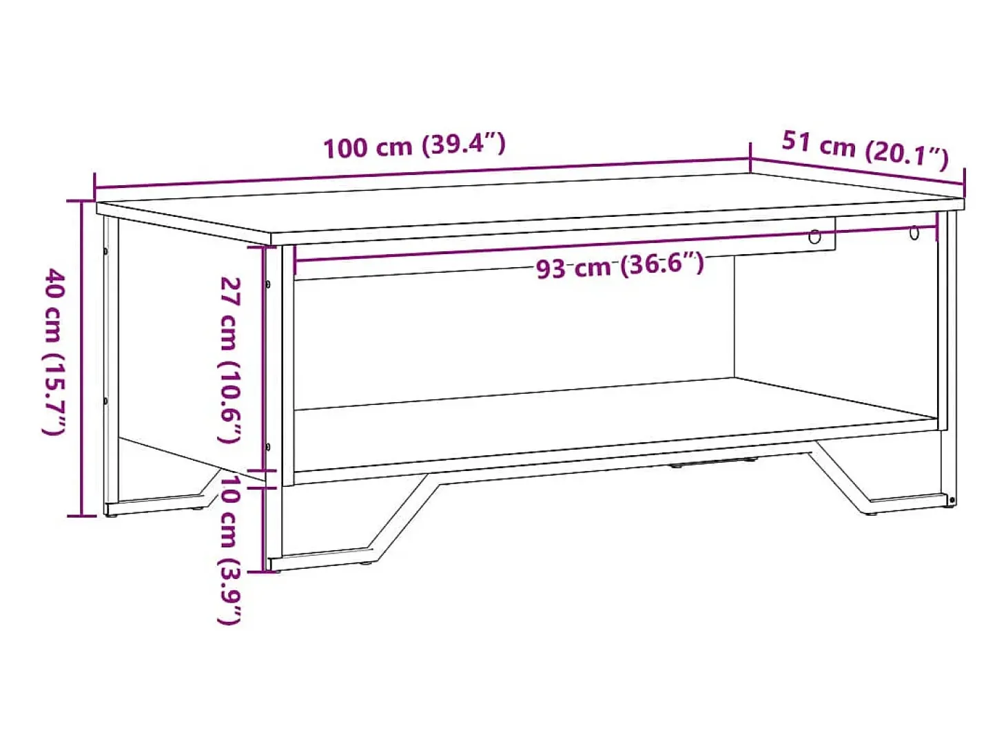 Mesa de centro madera de ingeniería gris Sonoma 100x51x40 cm