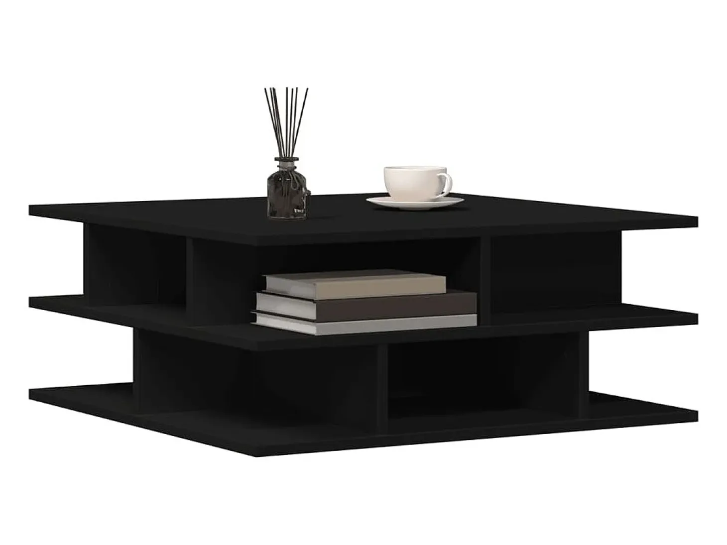 Mesa de centro madera de ingeniería negro 70x70x29 cm