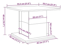 Mesa de centro madera ingeniería envejecida 55,5x55,5x40 cm