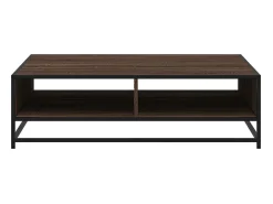 Mesa de centro madera ingeniería y metal marrón 100x100x30 cm