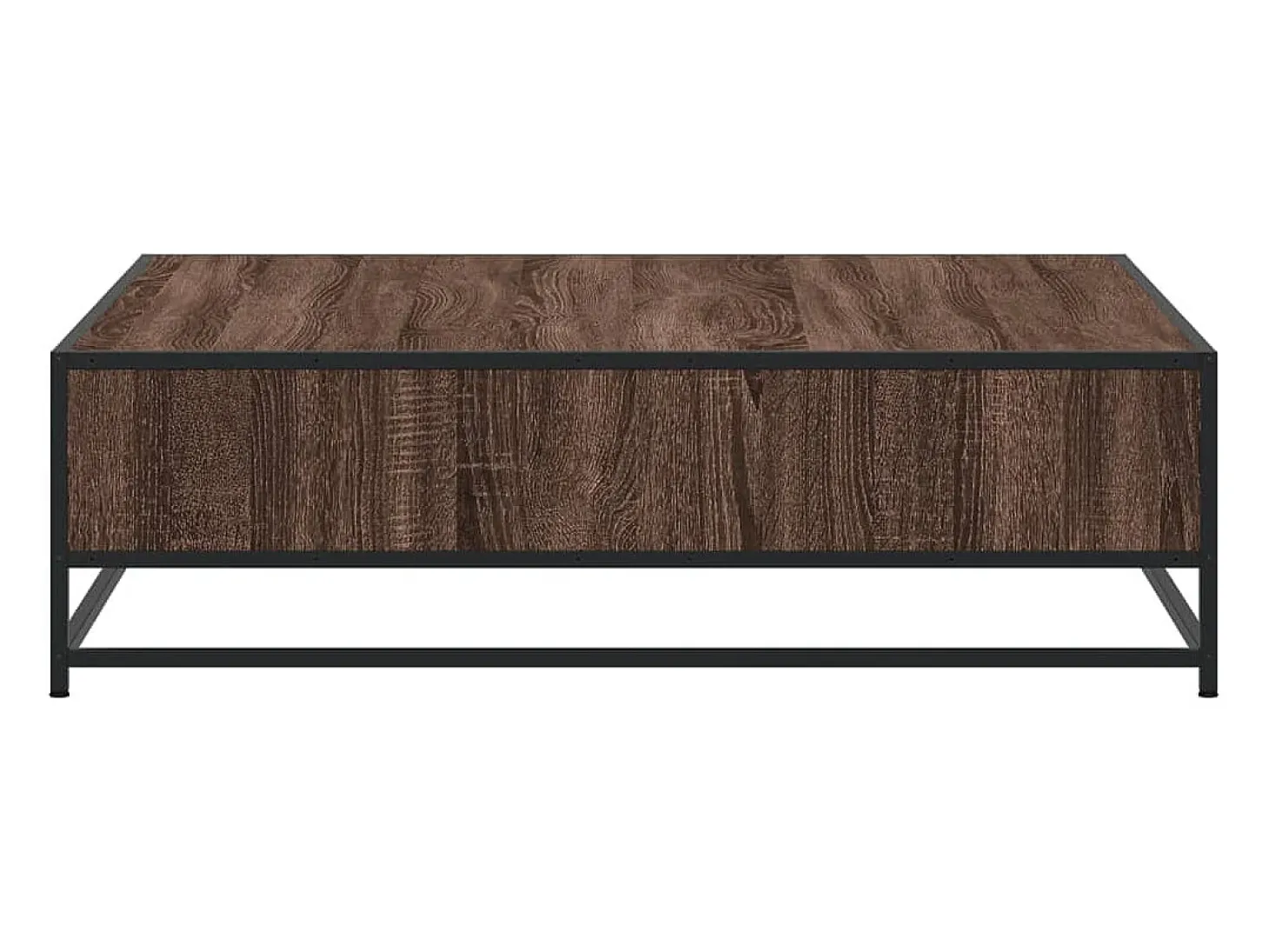 Mesa de centro madera ingeniería y metal marrón 100x100x30 cm