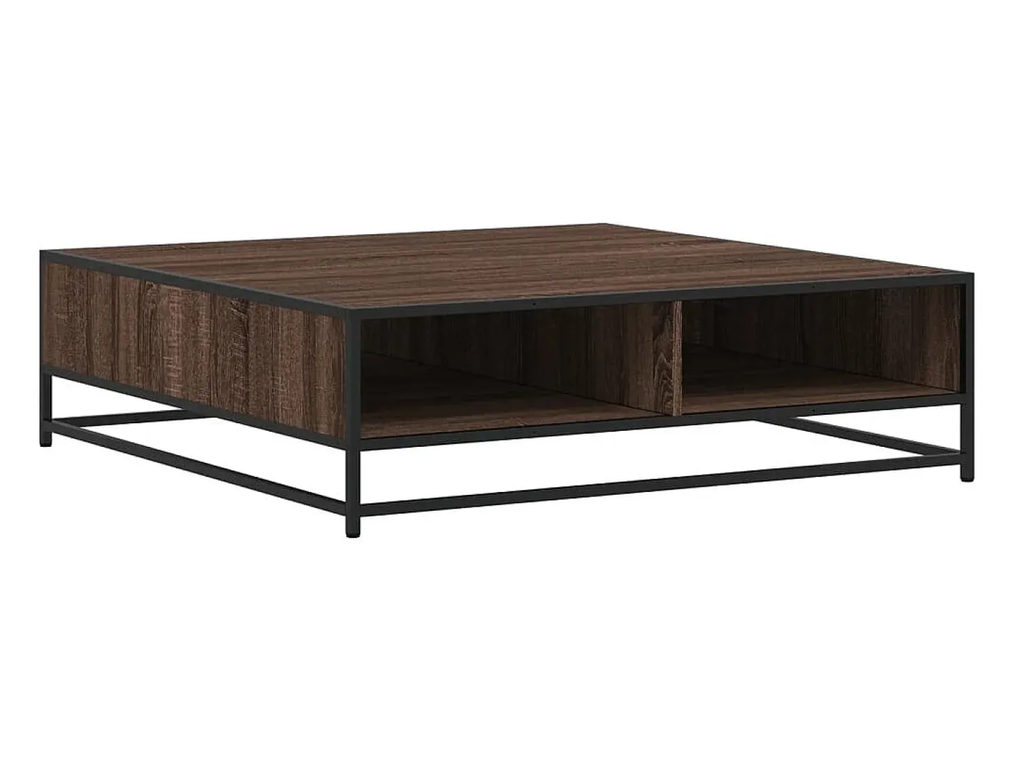 Mesa de centro madera ingeniería y metal marrón 100x100x30 cm