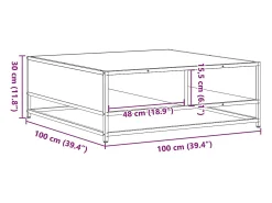 Mesa de centro madera ingeniería y metal marrón 100x100x30 cm
