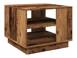 Mesa de centro madera ingeniería madera envejecida 55x55x42 cm