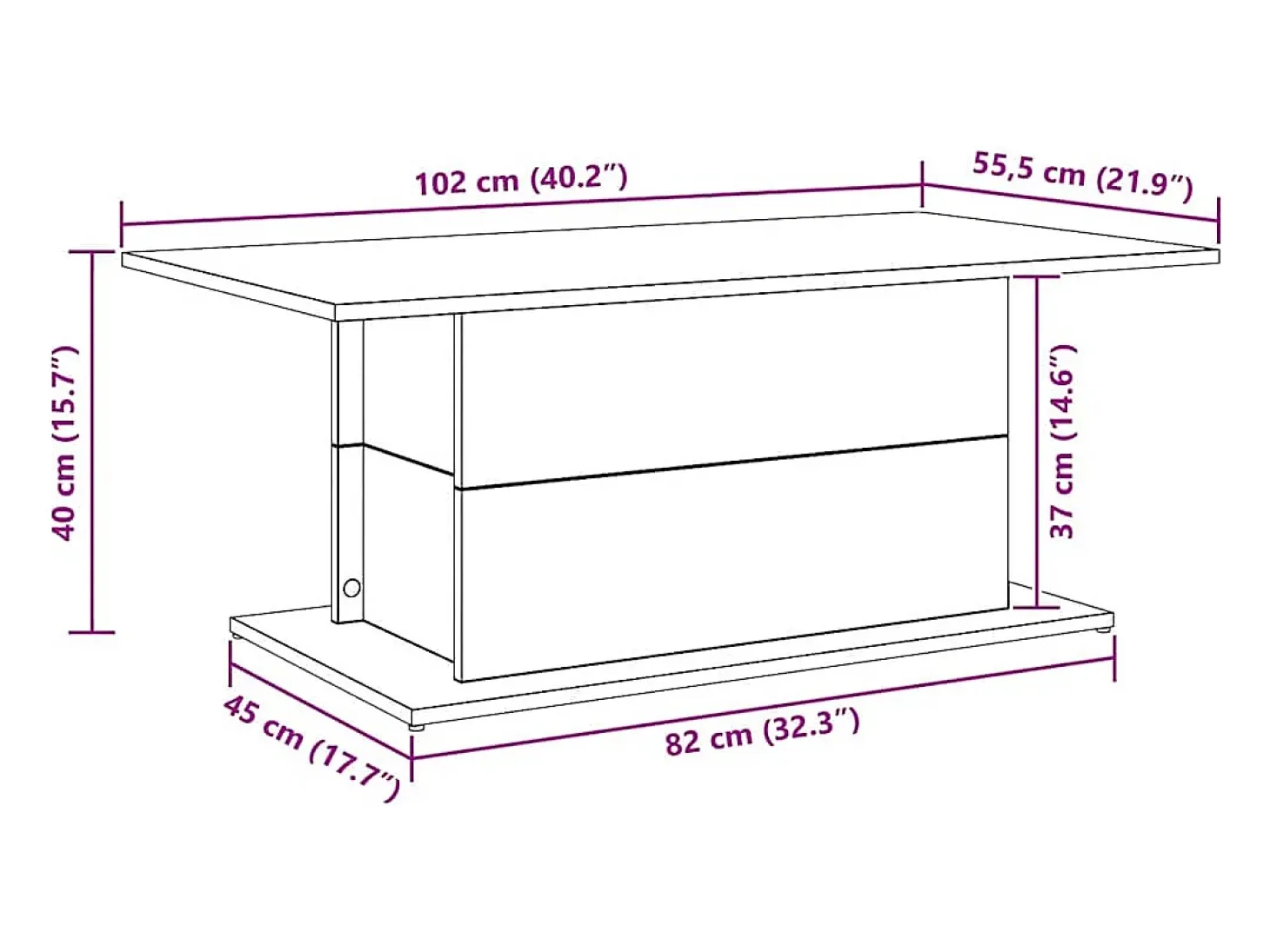 Mesa de centro madera ingeniería roble artisan 102x55,5x40 cm