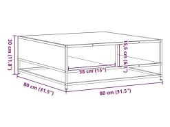 Mesa de centro madera ingeniería metal roble Sonoma 80x80x30 cm