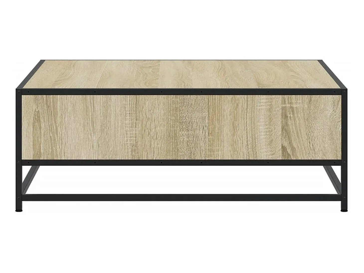 Mesa de centro madera ingeniería metal roble Sonoma 80x80x30 cm