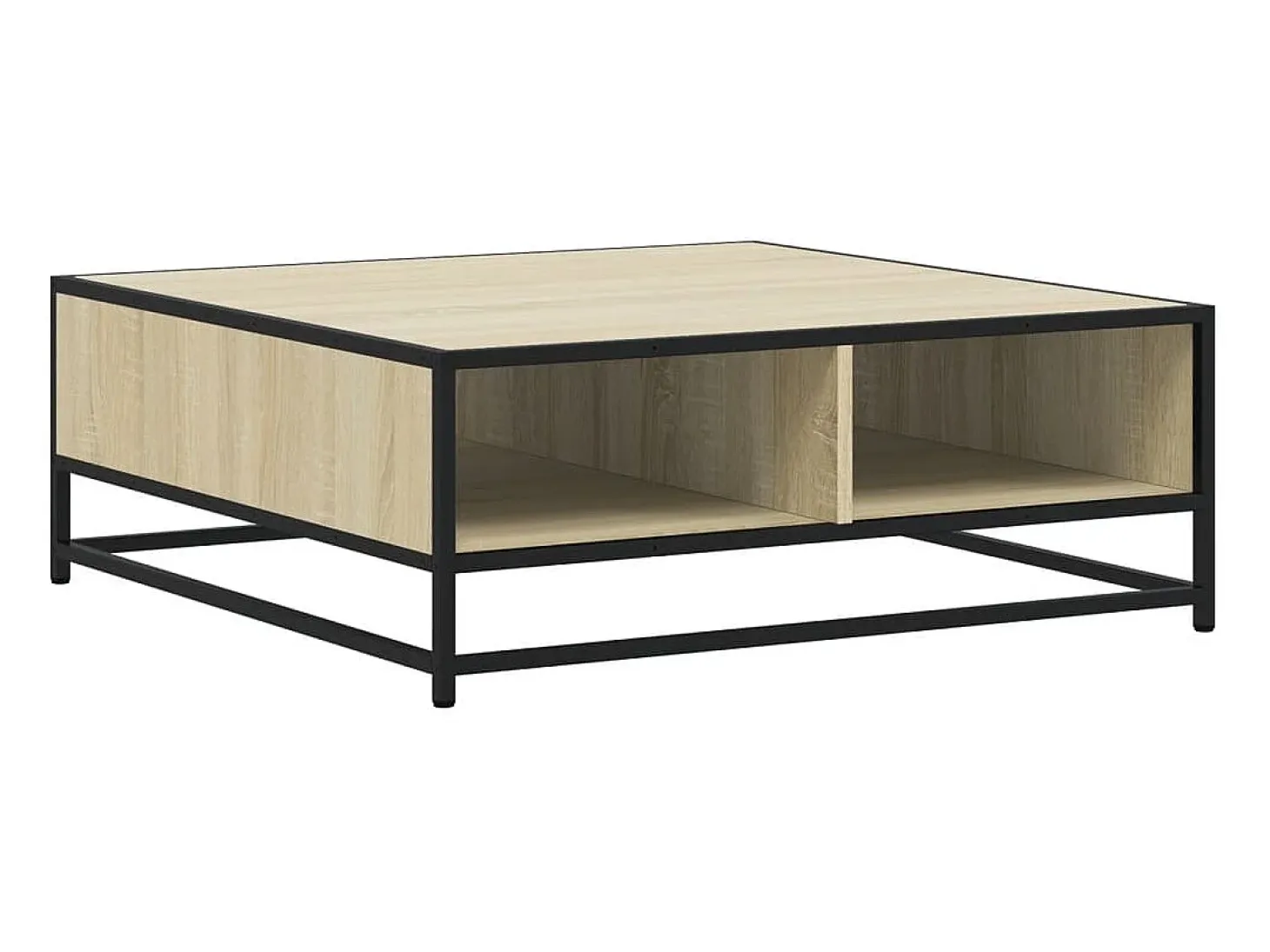 Mesa de centro madera ingeniería metal roble Sonoma 80x80x30 cm