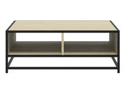 Mesa de centro madera ingeniería metal roble Sonoma 80x80x30 cm