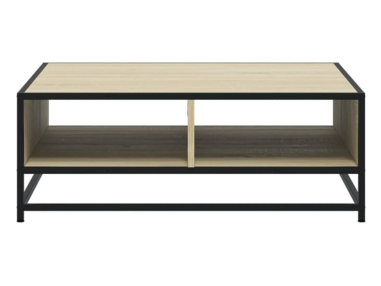 Mesa de centro madera ingeniería metal roble Sonoma 80x80x30 cm