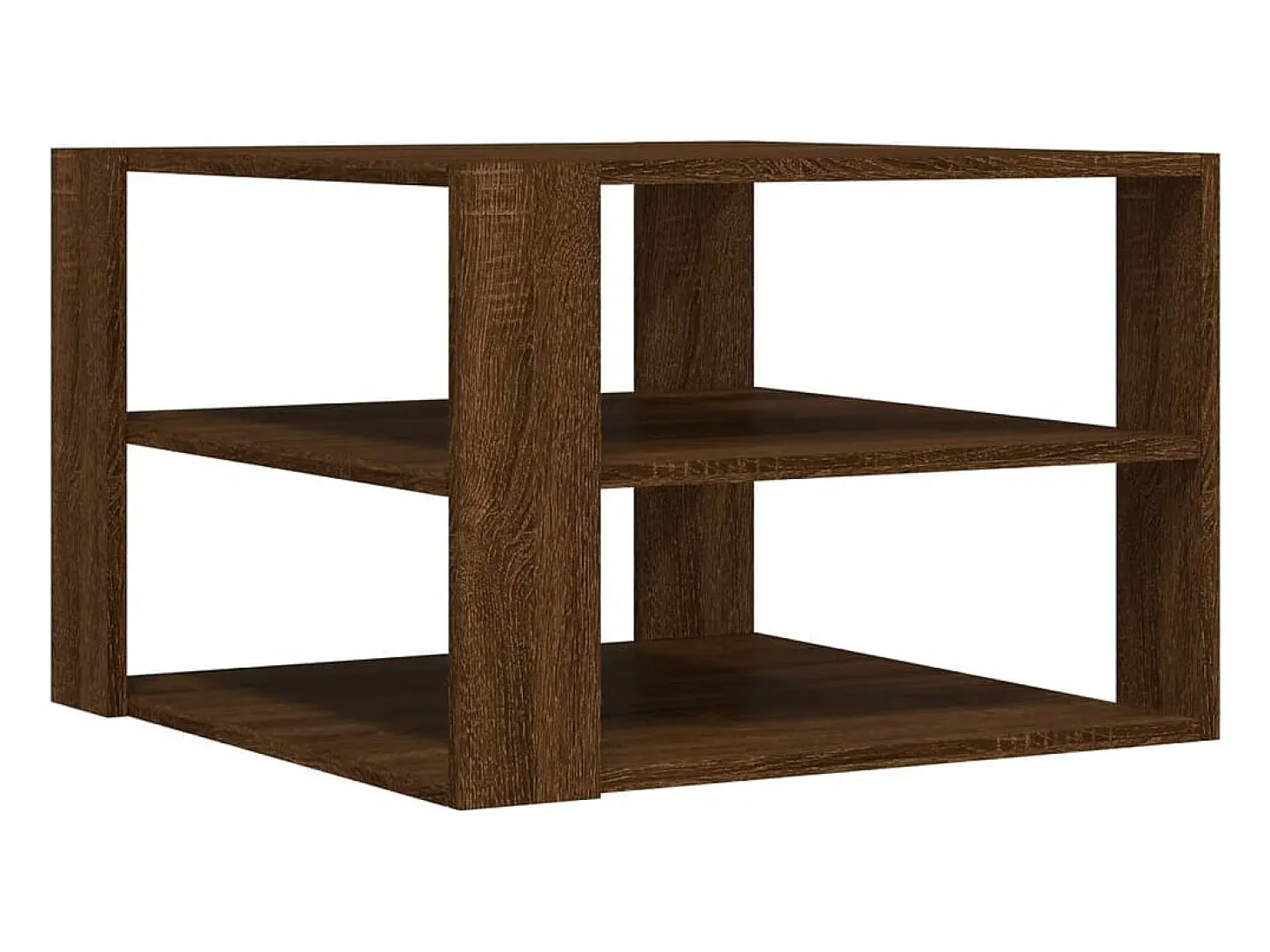 Mesa de centro madera ingeniería roble marrón 59,5x59,5x40 cm