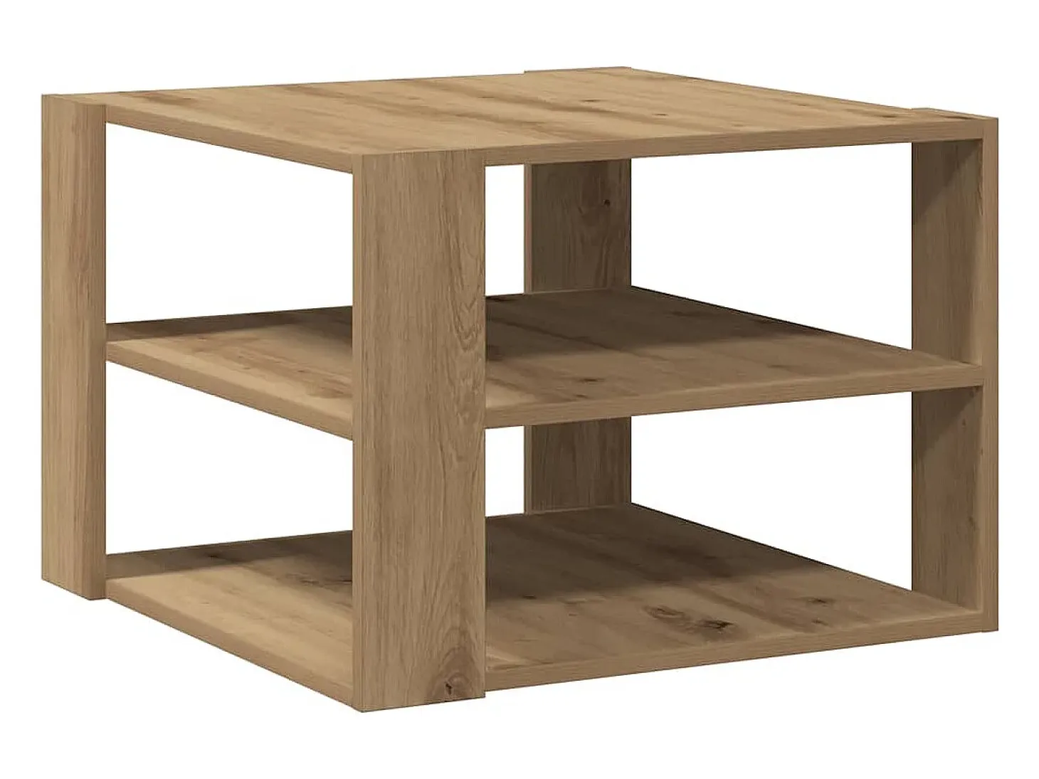 Mesa de centro madera ingeniería roble artesanal 58x58x40 cm