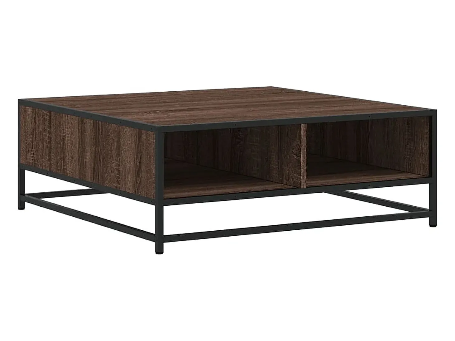 Mesa de centro madera ingeniería metal marrón roble 80x80x30 cm