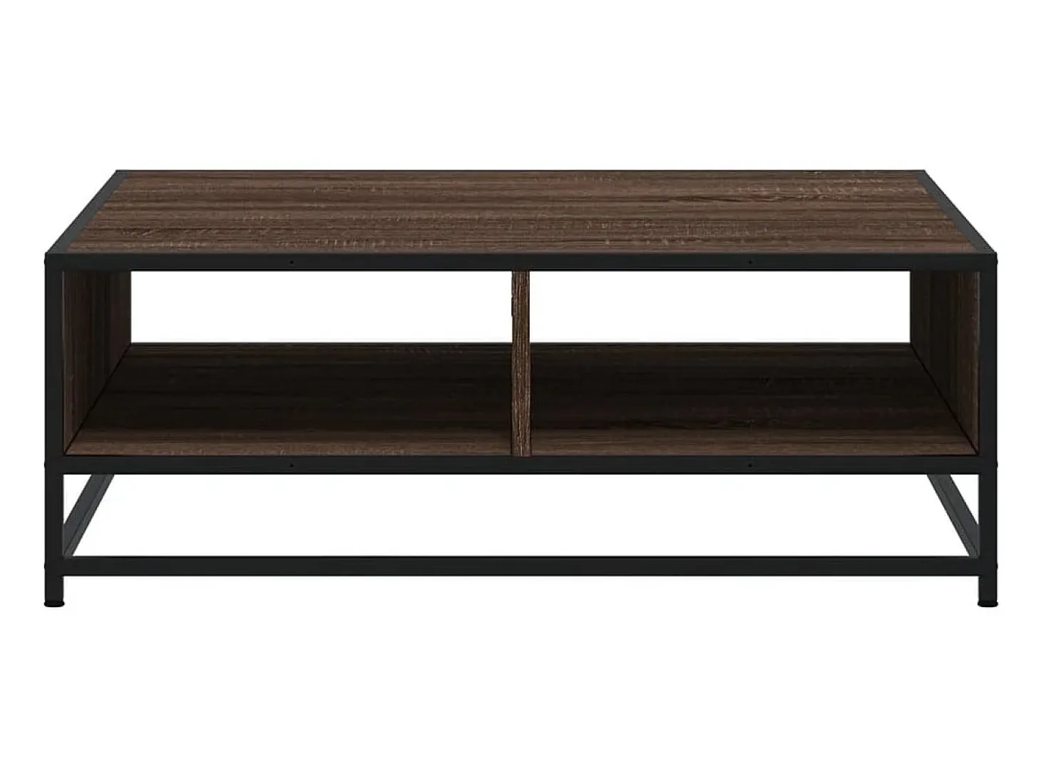 Mesa de centro madera ingeniería metal marrón roble 80x80x30 cm
