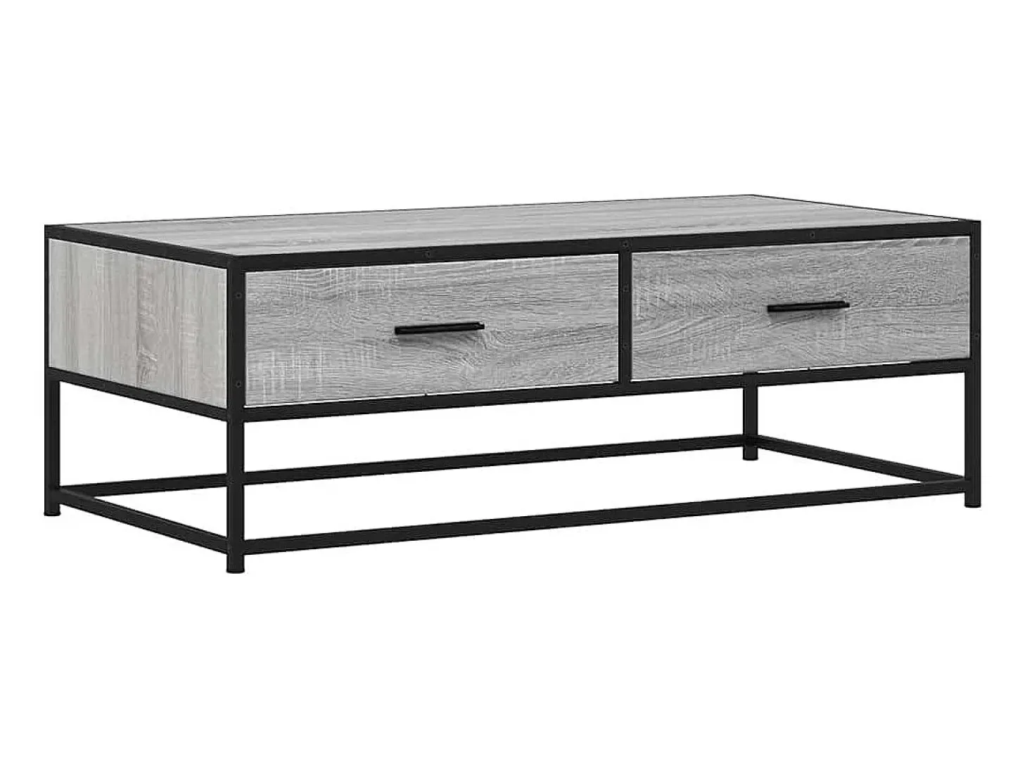 Mesa de centro madera ingeniería metal gris Sonoma 100x50x35 cm