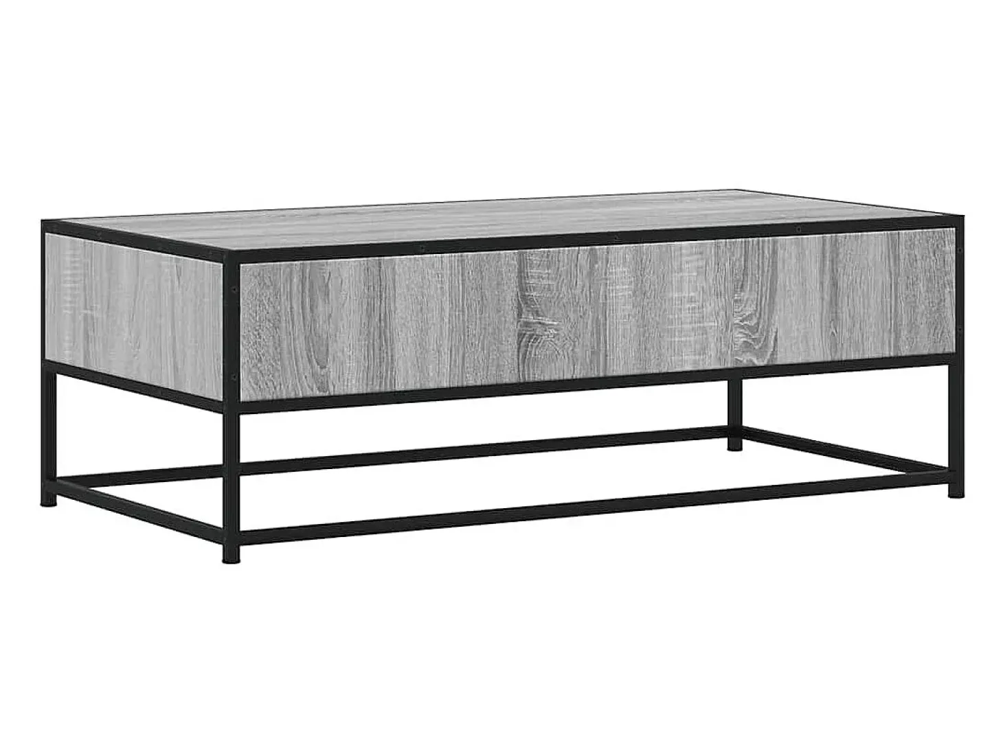 Mesa de centro madera ingeniería metal gris Sonoma 100x50x35 cm