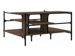 Mesa de centro madera ingeniería roble marrón 100x100x48,5 cm