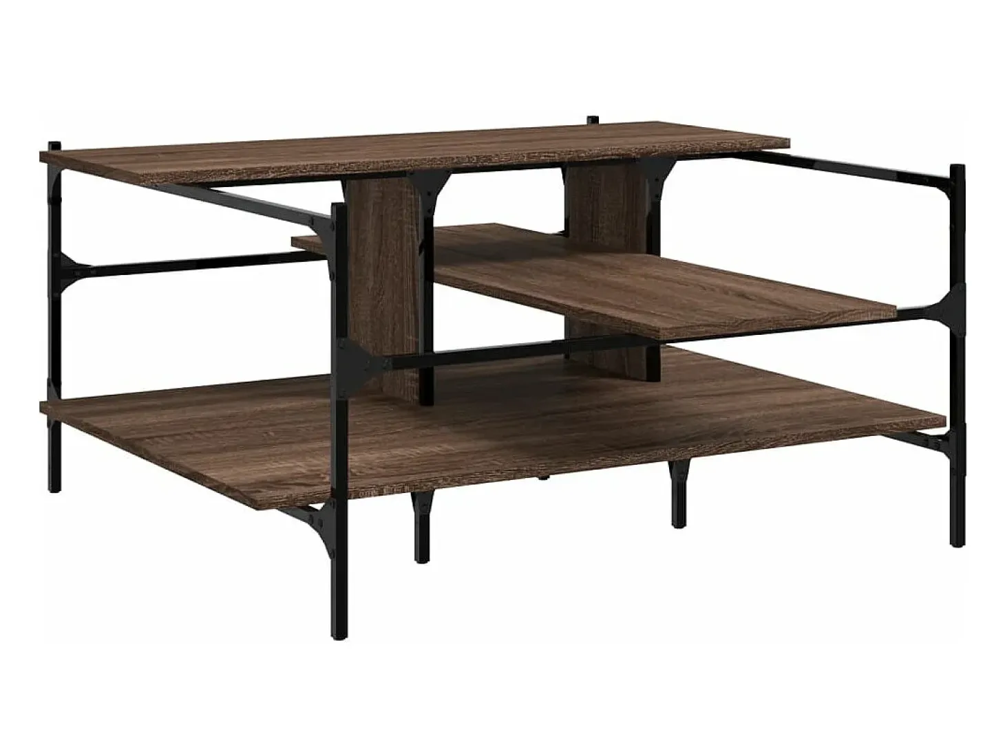 Mesa de centro madera ingeniería roble marrón 100x100x48,5 cm