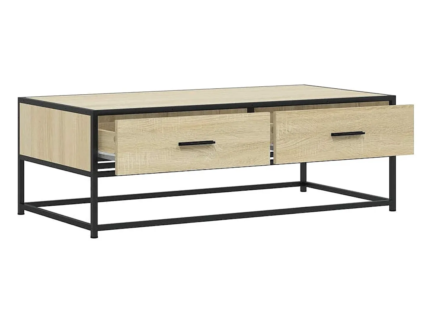 Mesa de centro madera ingeniería metal roble Sonoma 100x50x35cm