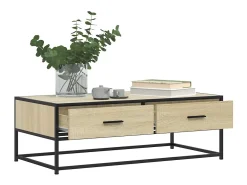 Mesa de centro madera ingeniería metal roble Sonoma 100x50x35cm