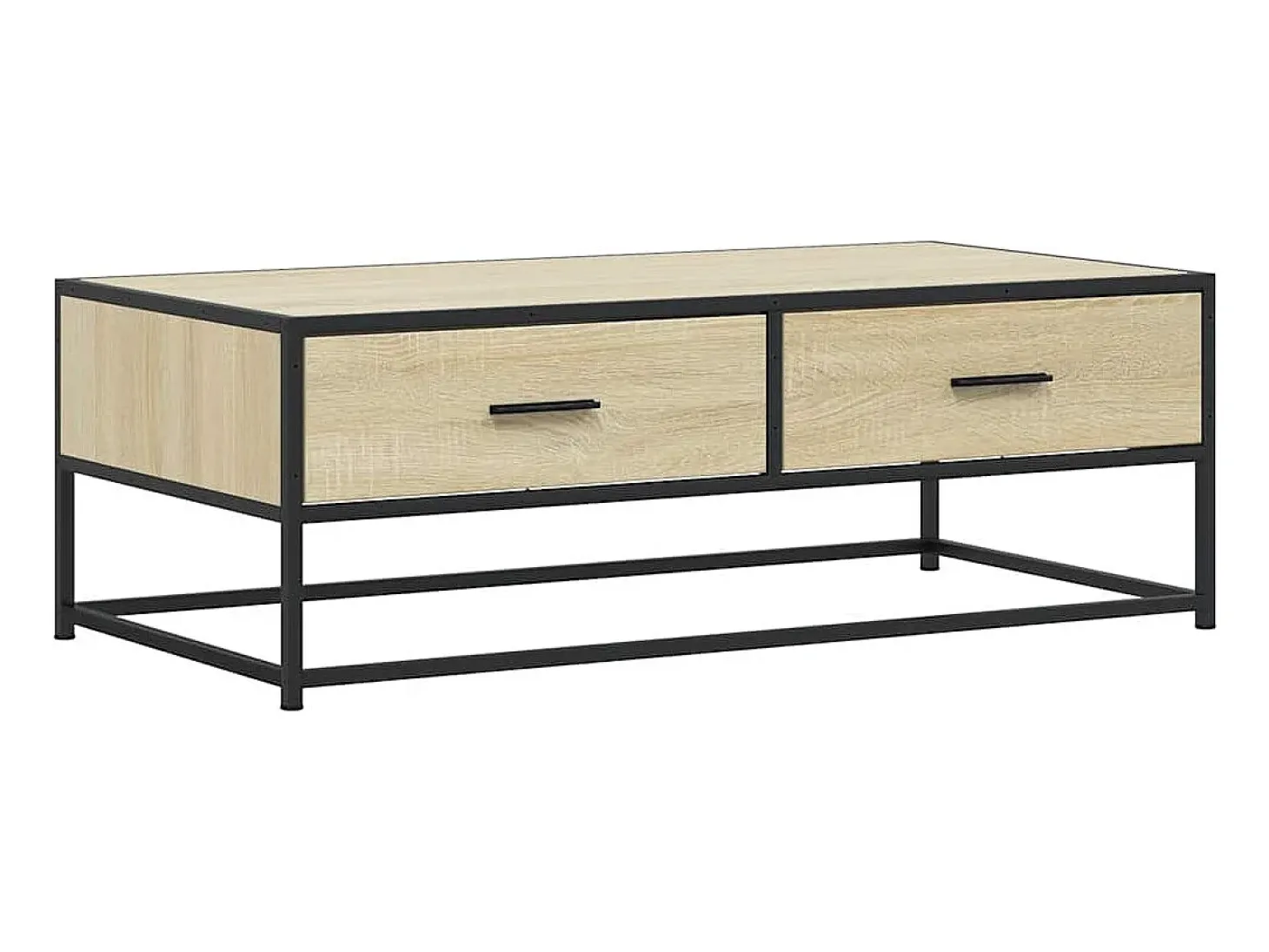 Mesa de centro madera ingeniería metal roble Sonoma 100x50x35cm
