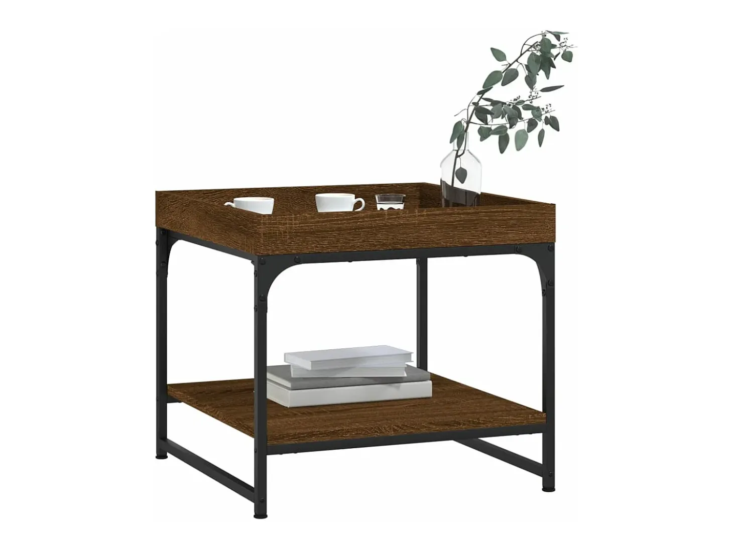 Mesa de centro madera ingeniería roble marrón 49,5x49,5x45 cm