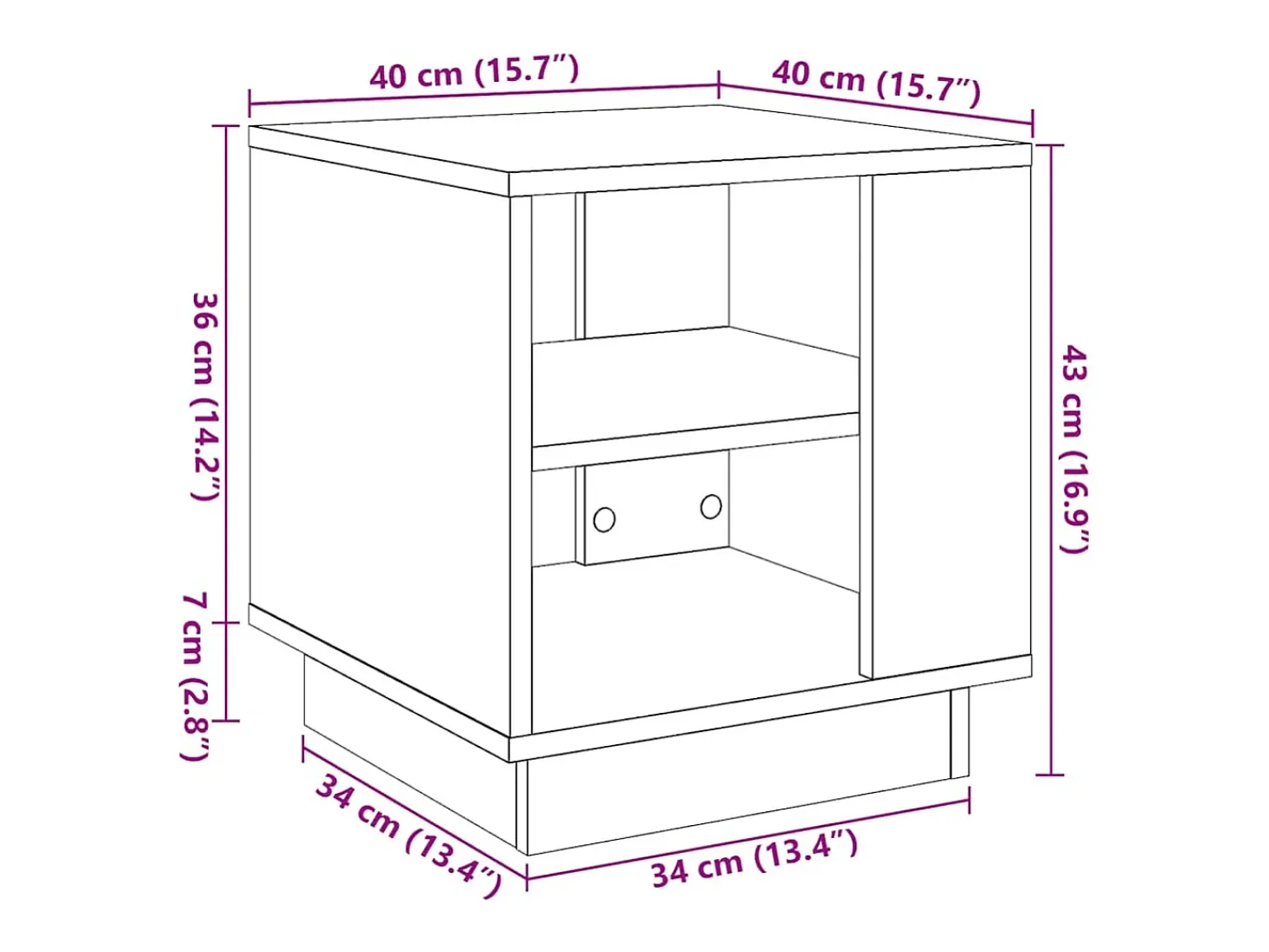 Mesa de centro madera ingeniería madera envejecida 40x40x43 cm