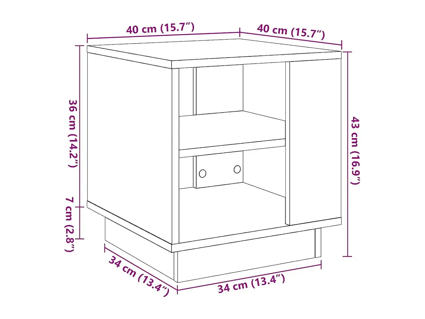 Mesa de centro madera ingeniería madera envejecida 40x40x43 cm
