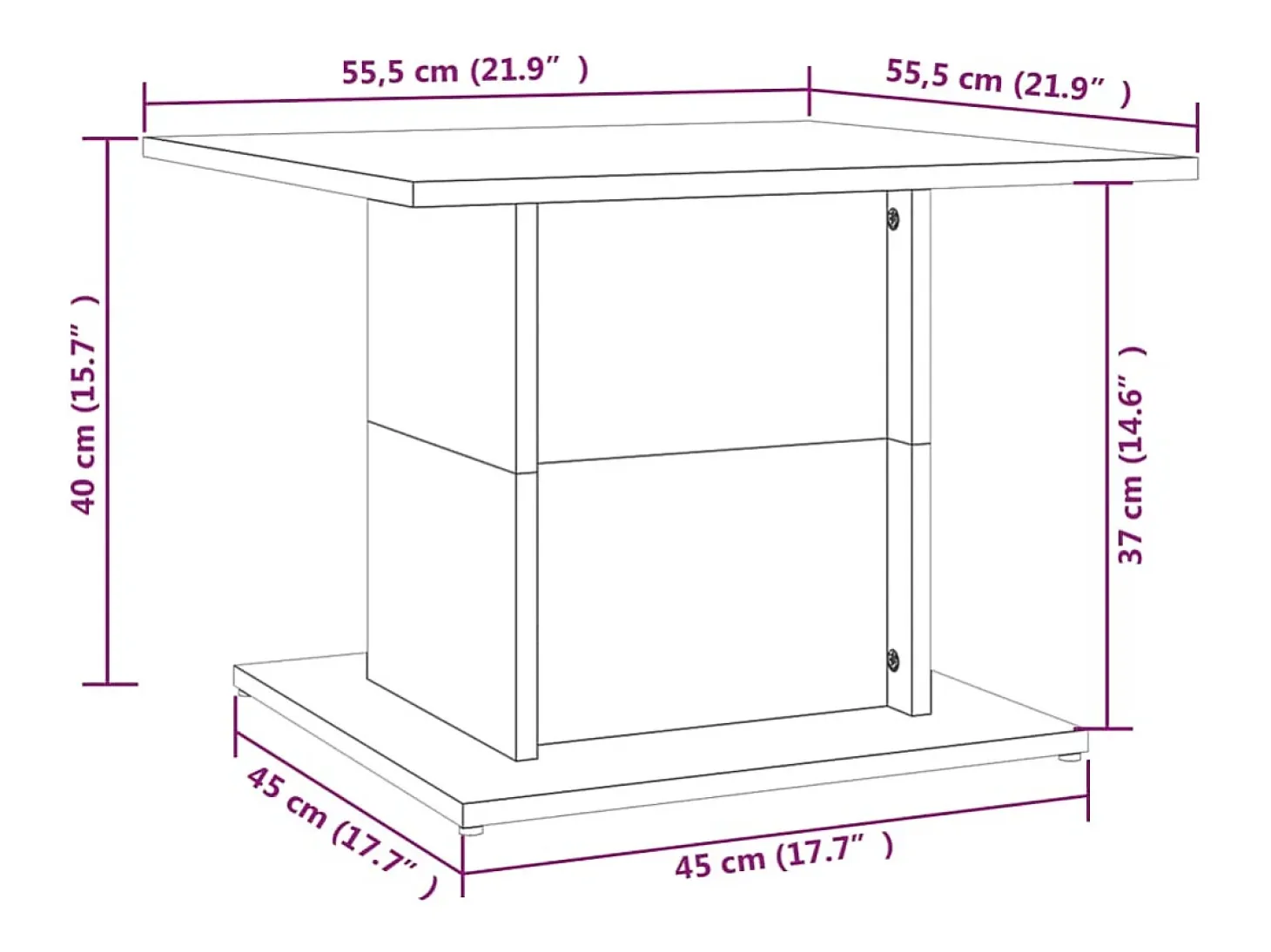Mesa de centro madera ingeniería roble ahumado 55,5x55,5x40 cm