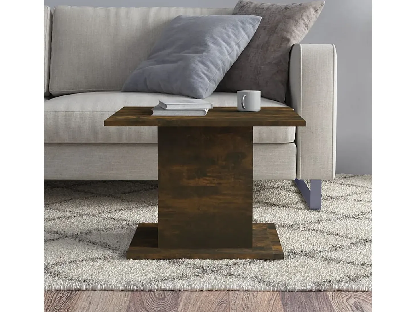 Mesa de centro madera ingeniería roble ahumado 55,5x55,5x40 cm