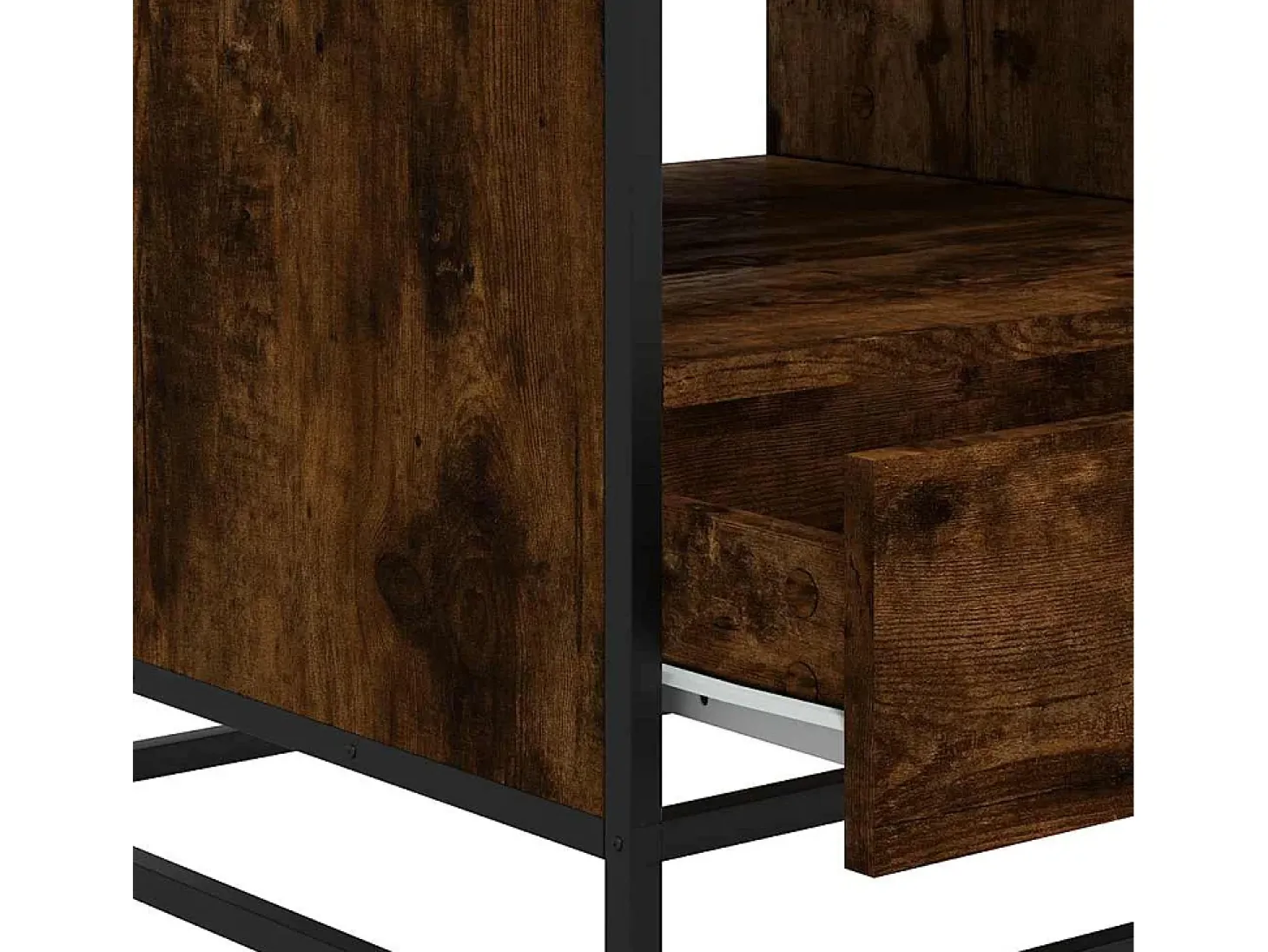 Mesa de centro madera ingeniería metal roble humo 100x50x45 cm