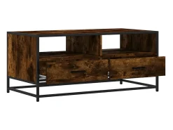 Mesa de centro madera ingeniería metal roble humo 100x50x45 cm