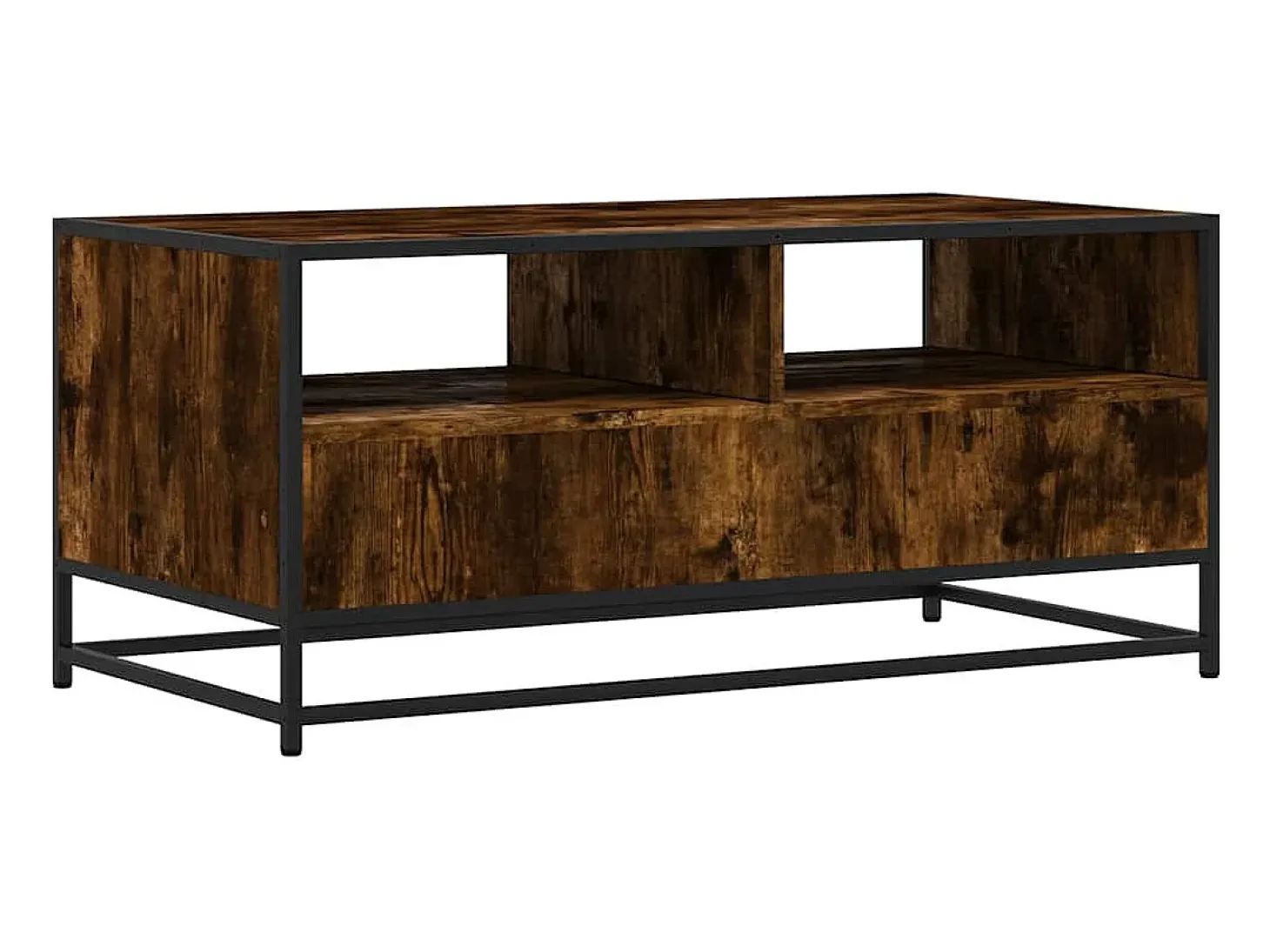 Mesa de centro madera ingeniería metal roble humo 100x50x45 cm
