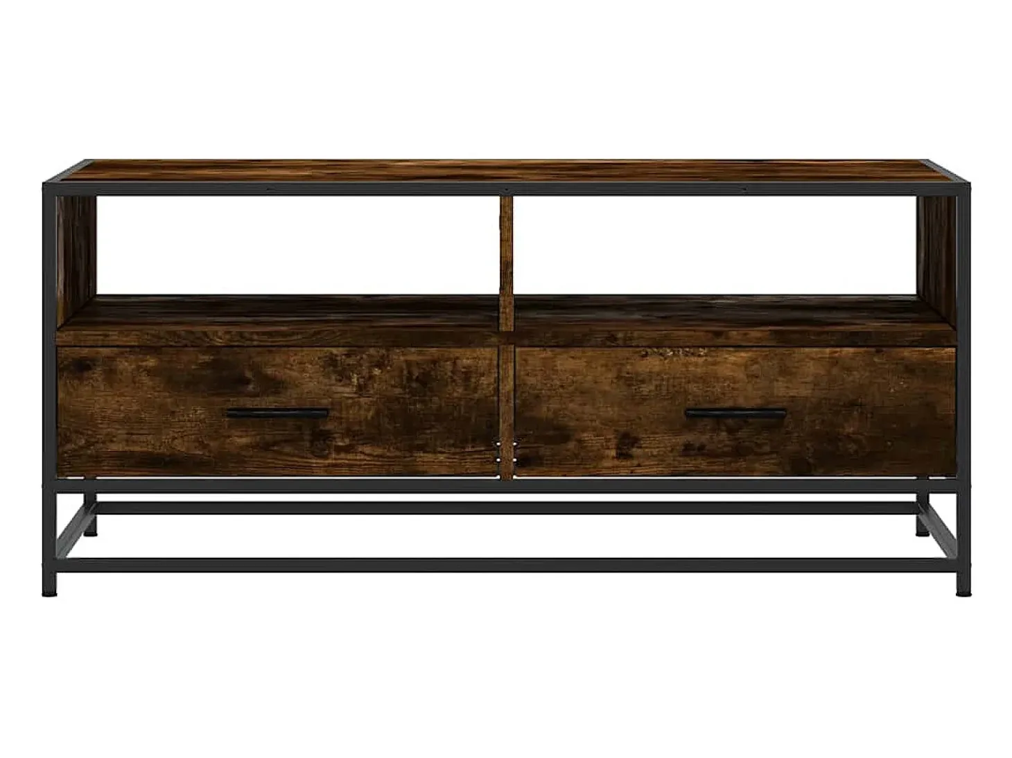 Mesa de centro madera ingeniería metal roble humo 100x50x45 cm