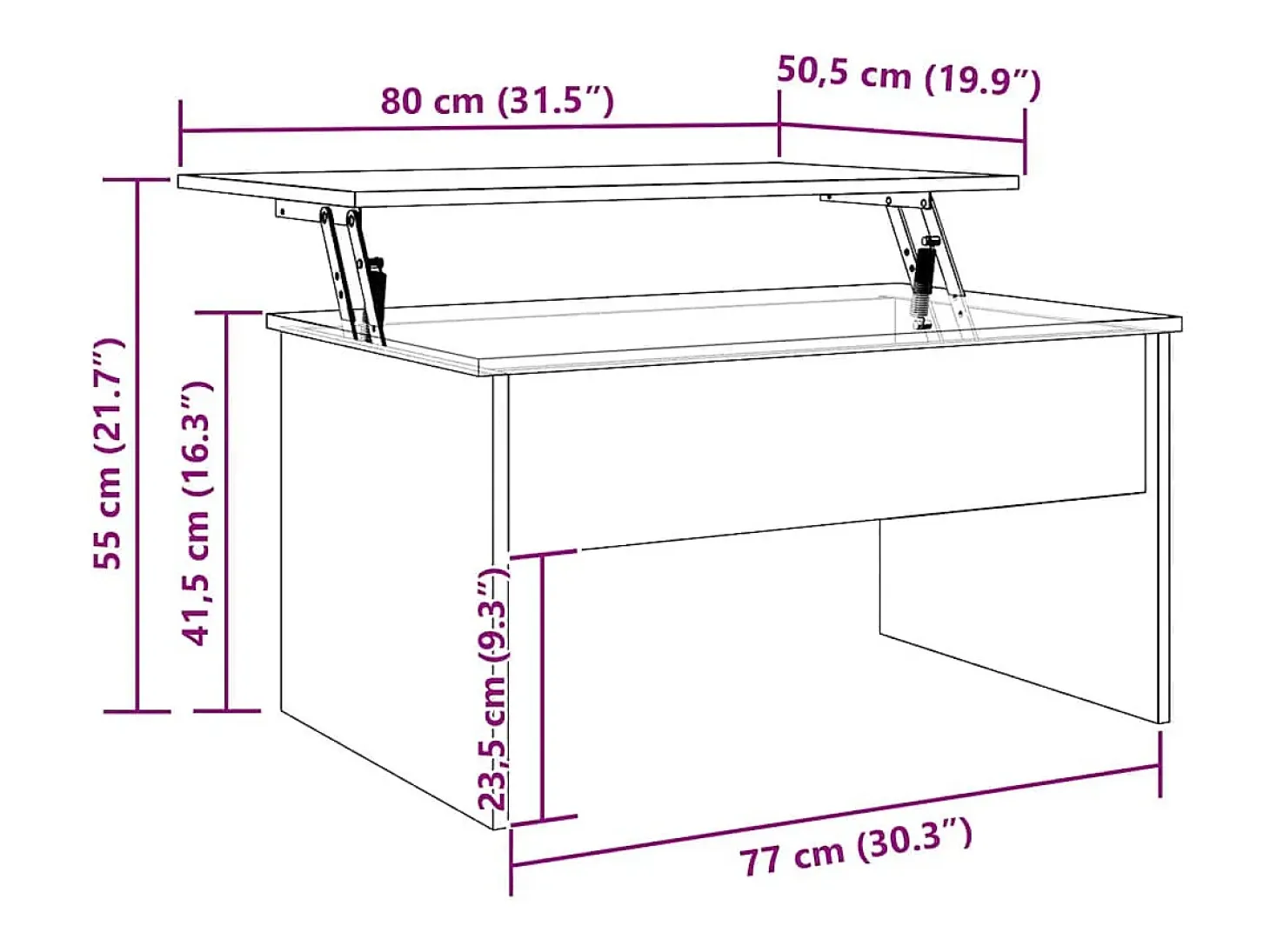 Mesa de centro madera ingeniería roble artisan 80x50,5x41,5 cm