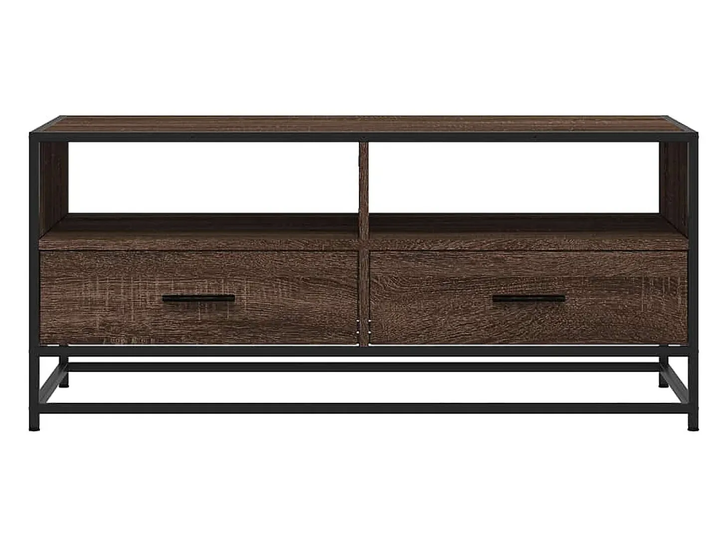 Mesa de centro madera ingeniería metal roble marrón 100x50x45cm