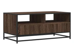 Mesa de centro madera ingeniería metal roble marrón 100x50x45cm