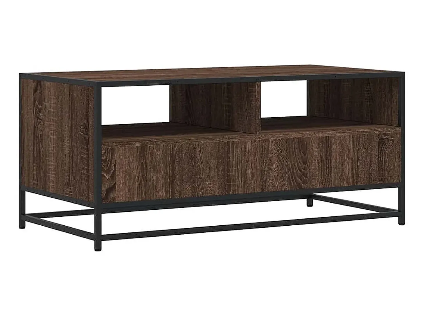Mesa de centro madera ingeniería metal roble marrón 100x50x45cm