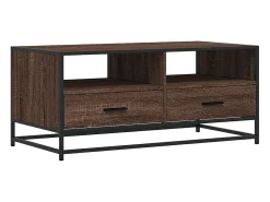 Mesa de centro madera ingeniería metal roble marrón 100x50x45cm