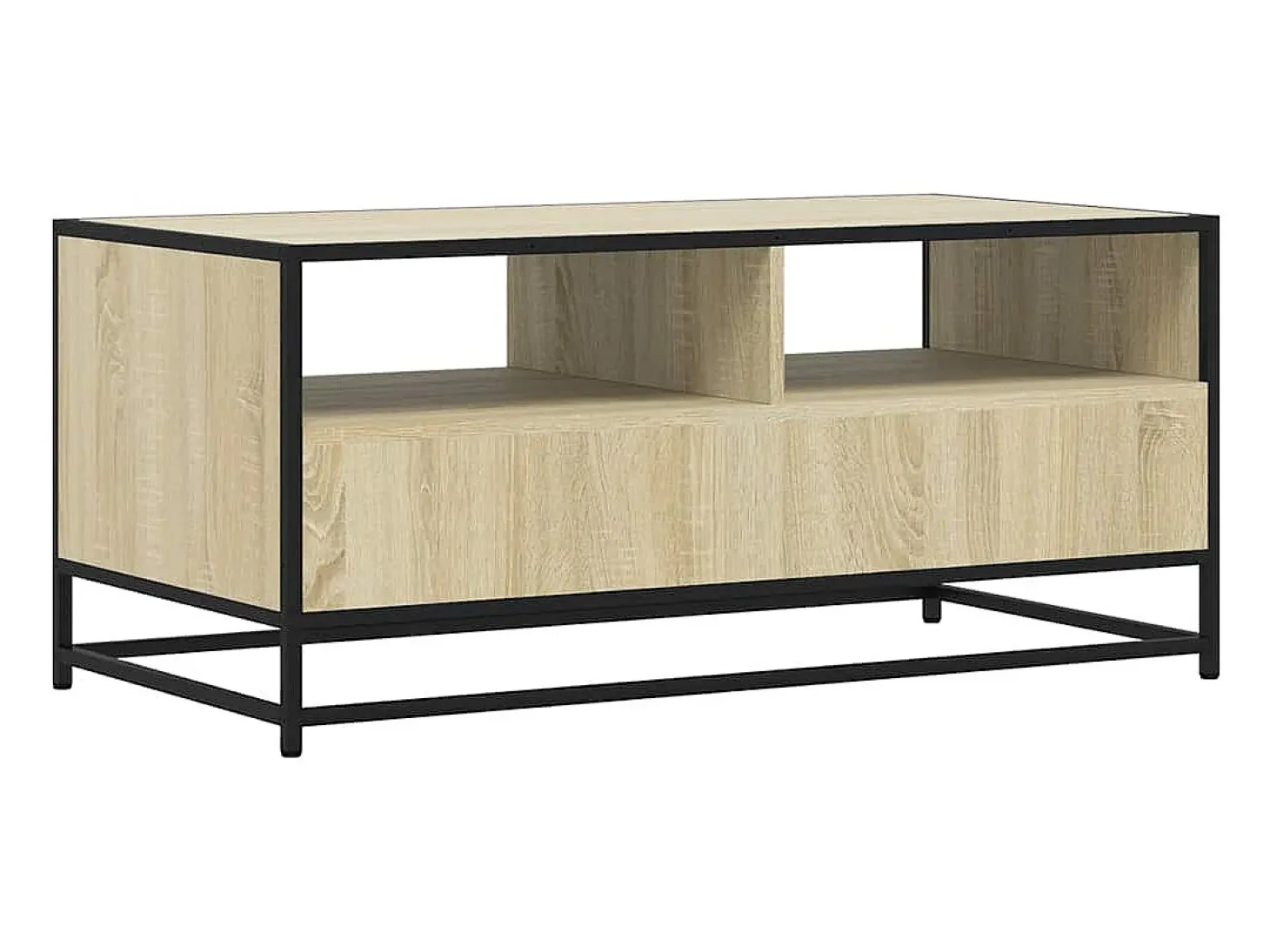Mesa de centro madera ingeniería metal roble Sonoma 100x50x45cm