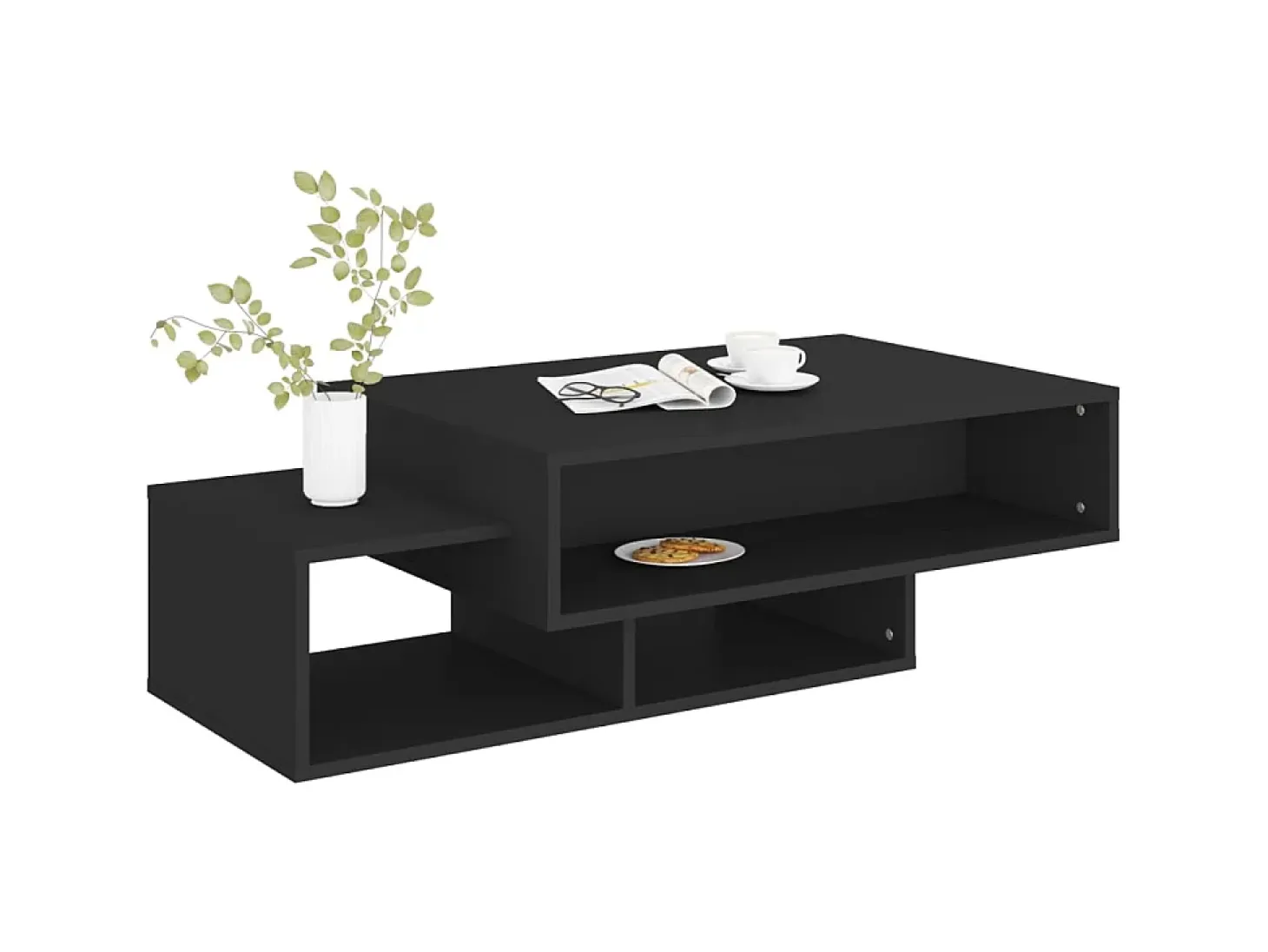 Mesa de centro madera ingeniería negra 105x55x32 cm ES83795