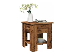 Mesa de centro madera ingeniería madera envejecida 40x40x42 cm