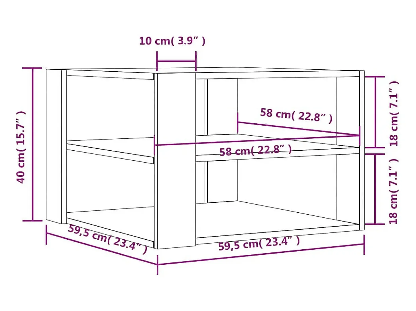 Mesa de centro madera ingeniería roble ahumado 58x58x40 cm