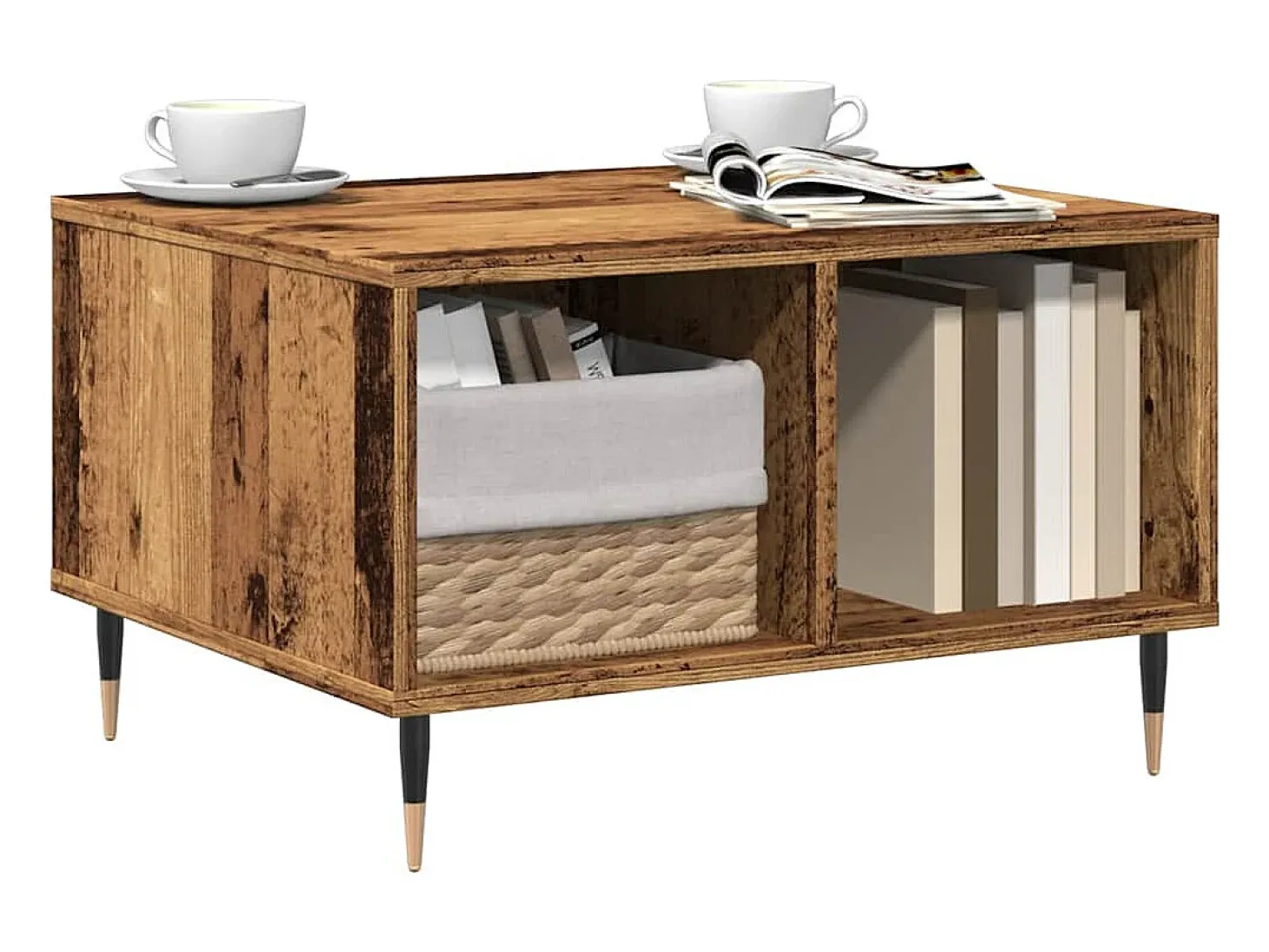 Mesa de centro madera ingeniería madera envejecida 60x50x36,5cm