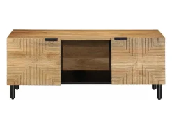 Mesa de centro madera maciza de mango negra 100x54x40 cm marrón