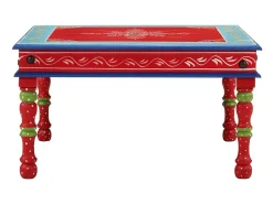 Mesa de centro madera maciza de mango rojo pintada a mano