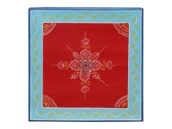 Mesa de centro madera maciza de mango rojo pintada a mano
