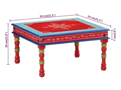 Mesa de centro madera maciza de mango rojo pintada a mano